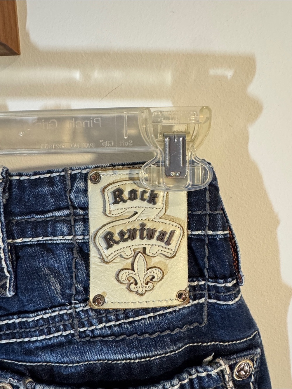 Rock Revival Men’s Dark Blue Embroidered Bootcut Jeans - Picture 7 of 7